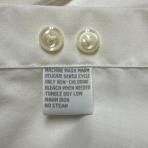 NWT Vintage Talbots White Button Up Shirt Embroidered Bow Neck Blouse Sz Medium - Picture 8 of 8